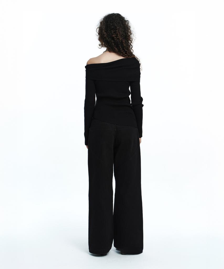 ROUGHNECK Washed Panel Stitch Pants Black