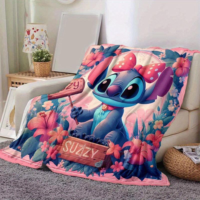 1pc Stitch Printing Blanket - Soft, All-Season Throw for Living Room, Bedroom,Personalized Gift with Adorable Cartoon Design