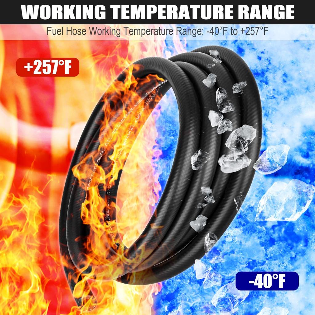 1/4" (6mm) ID Fuel Line Hose 5ft NBR Rubber Push Lock Hose High Pressure 300PSI for Automotive Fuel System Engines
