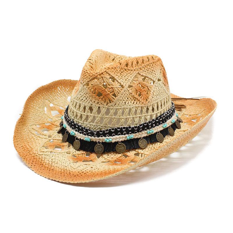 Special For Hollowed-Out Hand-Woven Straw Hats, Western Cowboy Hats, Outdoor Casual Hats, Men'S And Women'S Hats