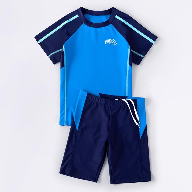 

Новый быстросохнущий комплект для плавания с коротким рукавом для мальчиков 2025 года для детей старшего возраста 4XL (Height 135-145cm) синий
