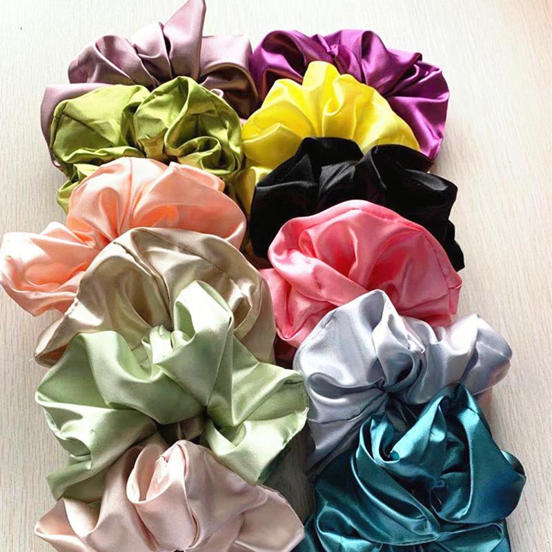 Oversized Scrunchies Rubber Hair Ties Elastic Hair Bands Girs Ponytail Hairstyle Smooth Satin Hair Rings For Women Accessories