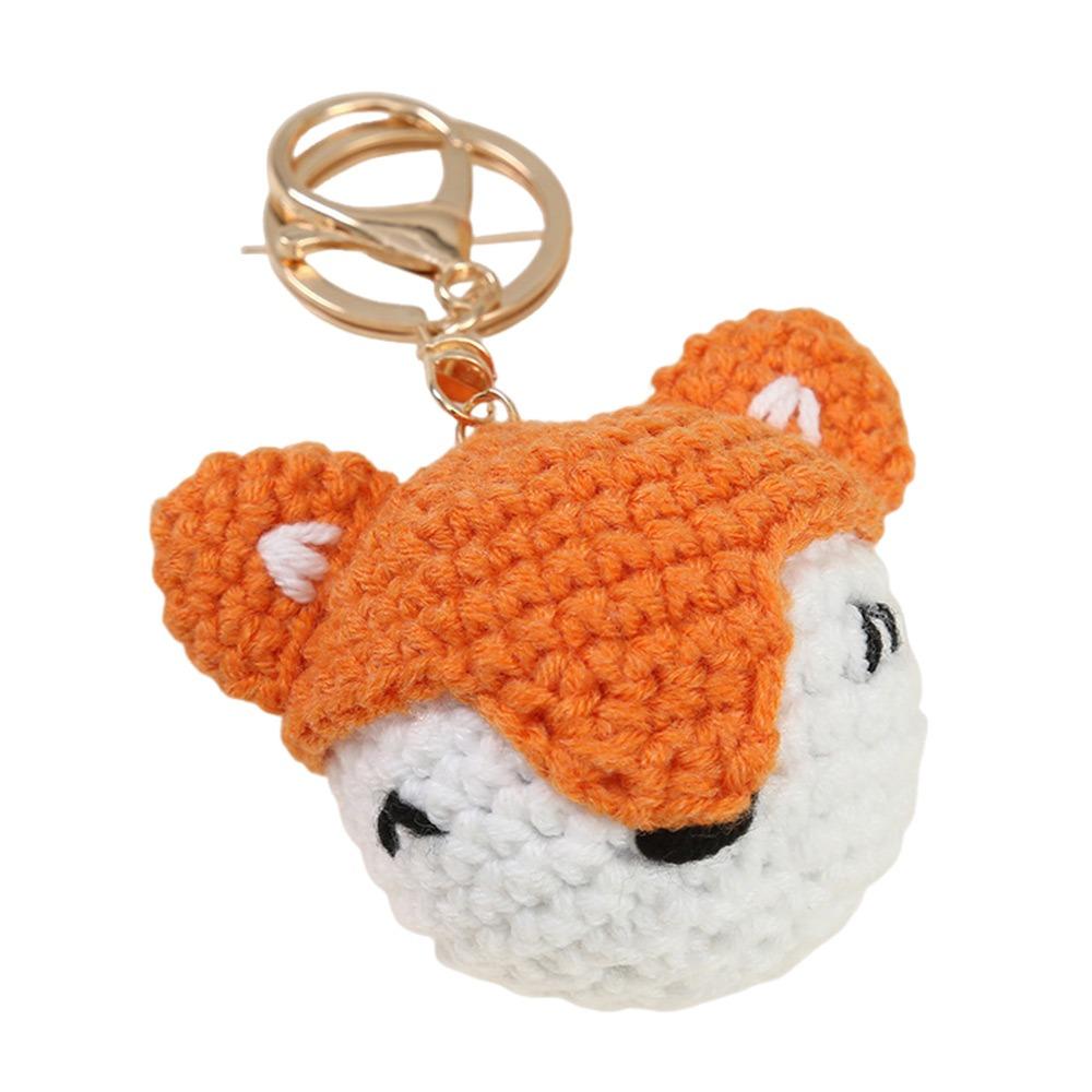 Cartoon Design Crochet Keychain Three-Dimensional Wool Crocheted Handmade Keychain Hand Woven Diy Animal Keychain Women Girls