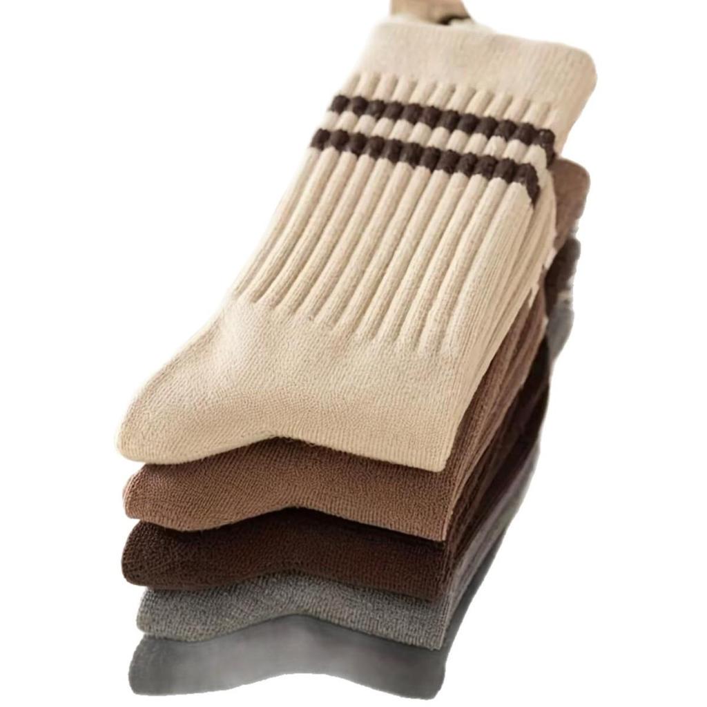 Women's Retro College Style Two-Stripe Mid-Calf Cotton Socks - Autumn/Winter Versatile Slimming Trend