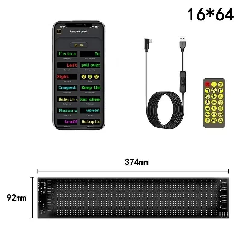 LED Matrix Panel Screen DIY 5V USB Remote Control+App Flexible Car Scrolling Display Halloween Christmas Room Home Decoration