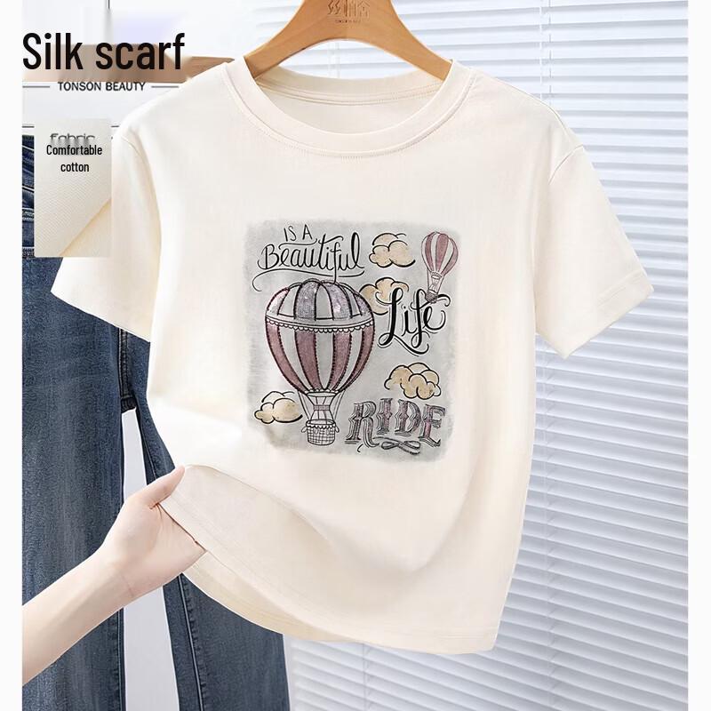 Women s Round Neck Cartoon Print T-shirt M