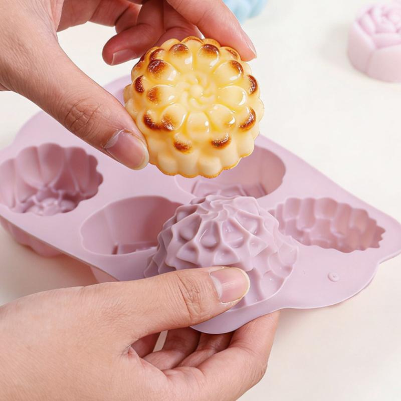 6 Holes Rose Flower Handmade Soap Candle Silicone Mold Heart Shape DIY Cake Chocolate Baking Tools Ice Cube Making Mould