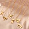 Chic Adjustable Chain Necklace 12 Constellations Pendant Necklace Exquisite Letter Horoscope Sign Jewelry