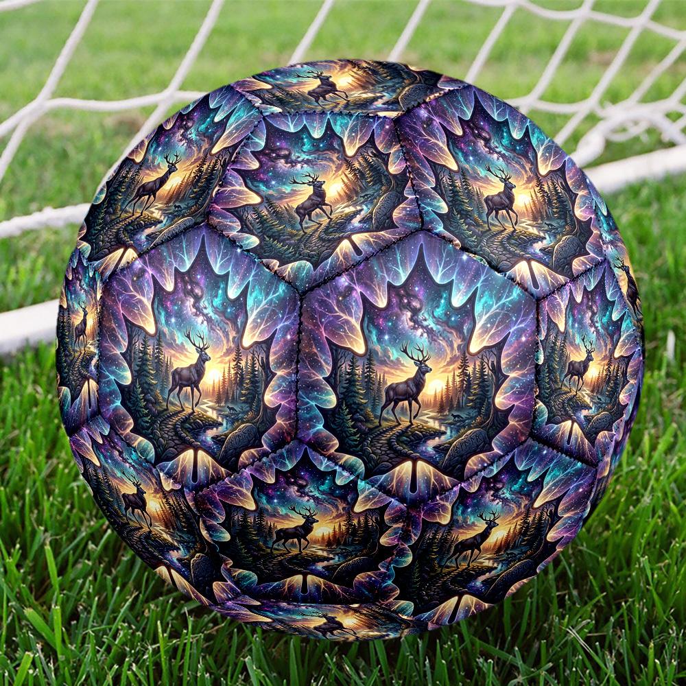 1pc Galactic Forest Journey Theme Soccer Ball Football, Size 5, Lightweight PVC, Durable Outdoor Training Soccer Ball, Gift M61483