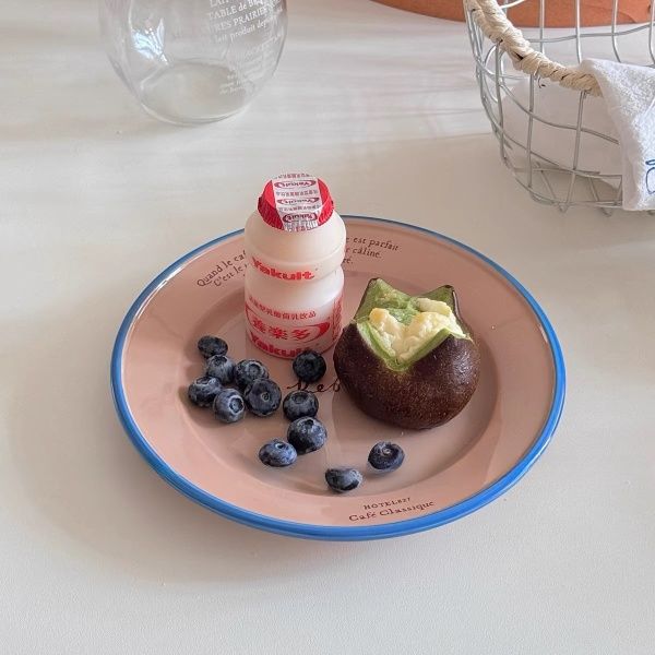 Instagram Retro French Alphabet Ceramic Plate 8-inch Flat Plate Dessert Cake Western Breakfast Plate Food Pography Prop Dish