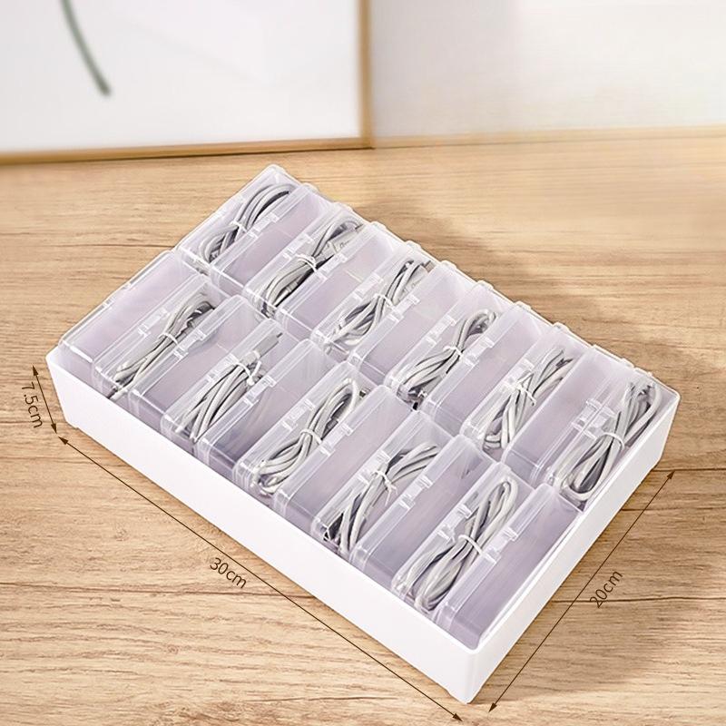 Data Cable Storage Box Headphone Card Holder Multi-functional Transparent Small Box Storage Box Plastic Compartmentalized Box