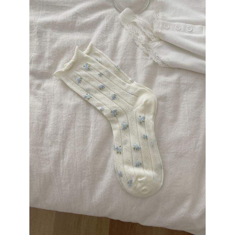 

Женские весенне-летние легкие милые цветы любовь полая атмосфера ощущение бантик дышащие носки-гольфы 1 pair