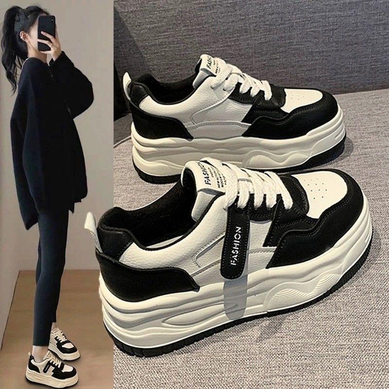 Little white shoes women's spring and autumn new thick-soled heightening board shoes versatile small muffin dad shoes