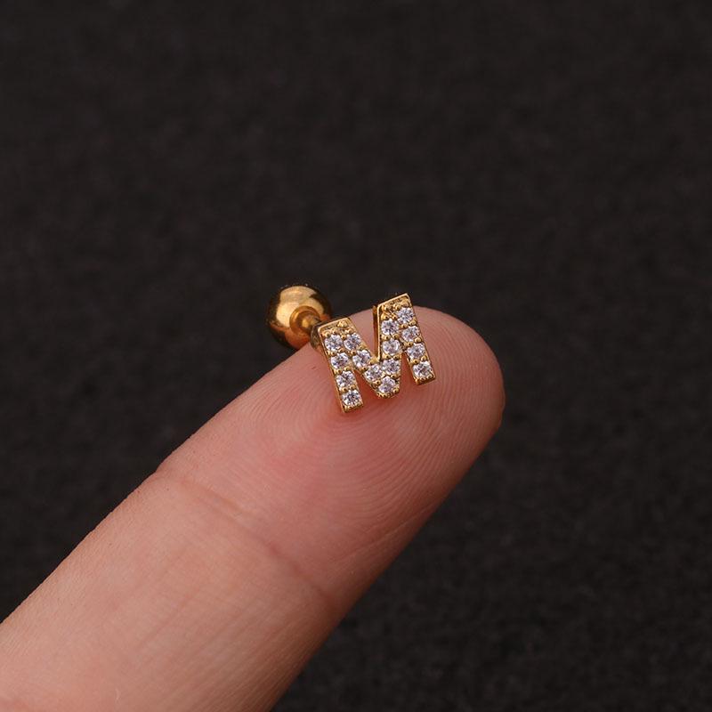 Trendy 26 Letters Tragus Cartilage Earring Women Exquisite Tiny Initial Alphabet Name Helix Earring Piercing Jewelry Gift