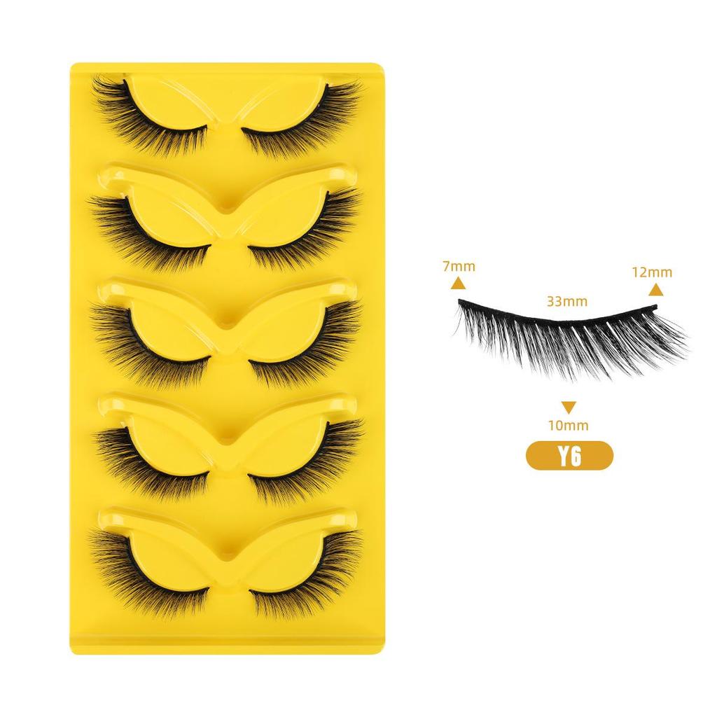 Five-Pair Set of Thick, Curly, 3D Fox-Eye Cat-Eye False Eyelashes
