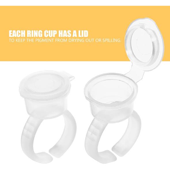 100 Pieces Ink Ring Eyelash Extend Pigment Ink Holder Container Cup with Lid Kit