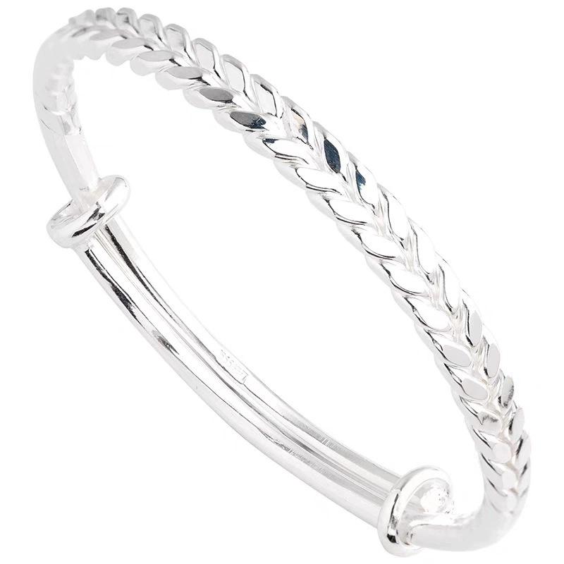 Nickel Silver Plated Wheat Ear Tassel Bracelet for Women - Smooth, Adjustable Niche Design
