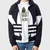adidas Originals Felpa da Tuta Big Trefoil Blu Marino Notte Zip Intera Giacca Sportiva Retro Uomo Top Neri FM9892