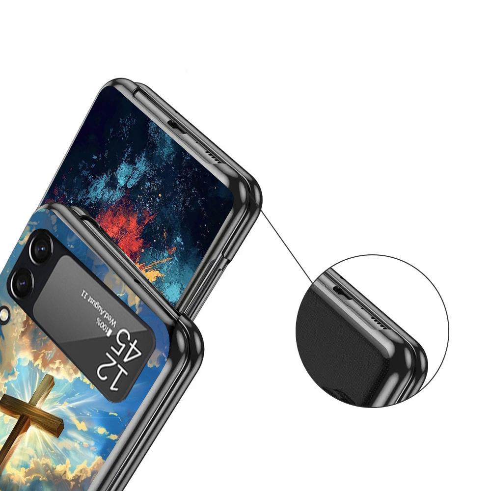 Jesus Bible Black Phone Case For Samsung ZFlip7 ZFlip6 ZFlip5 ZFlip4 ZFlip3 5G Hard Protective Galaxy Z Flip 3 4 5 6 7