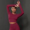Tight Solid Color Pleated Sports Long-sleeved Tops High Elastic Breathable Running Fitness Yoga Clothes For Women