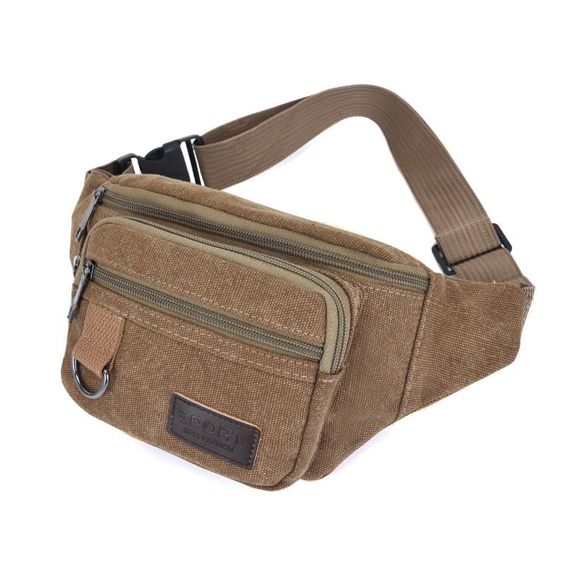 Riñonera Unisex de Lona Duradera: Bandolera Versátil para Trabajo, Exterior y Negocios, con Compartimentos para Teléfono, Monedas y Efectivo.