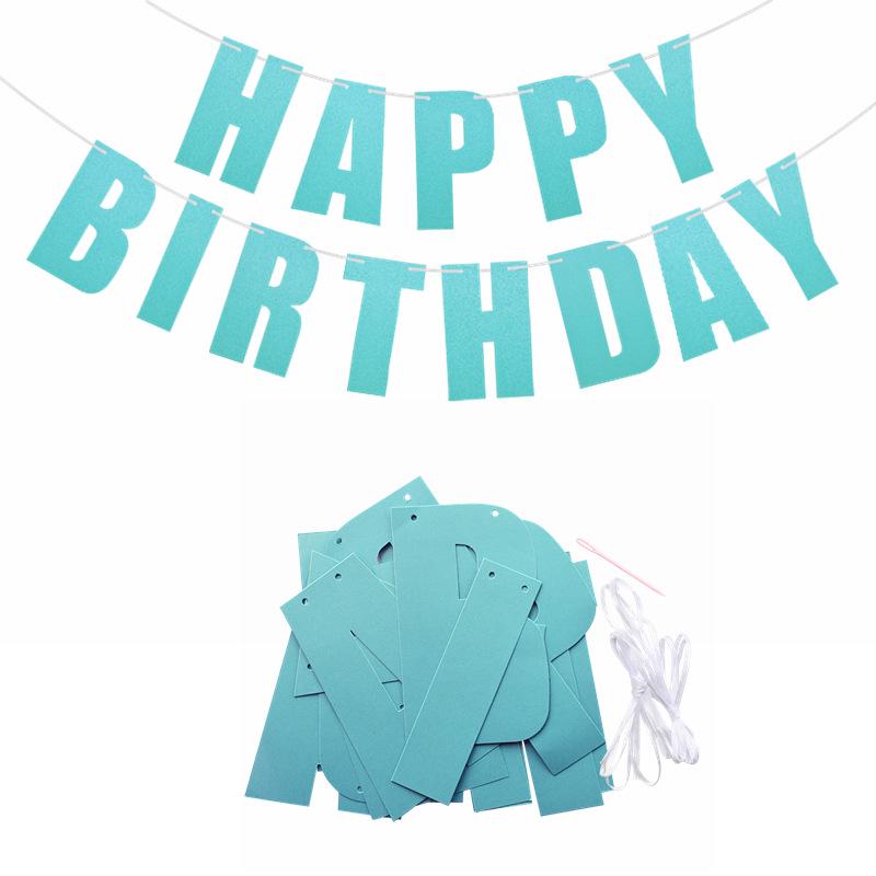 Gold Glitter Happy Birthday Laser Cut Banner with Pearlescent Paper Letters