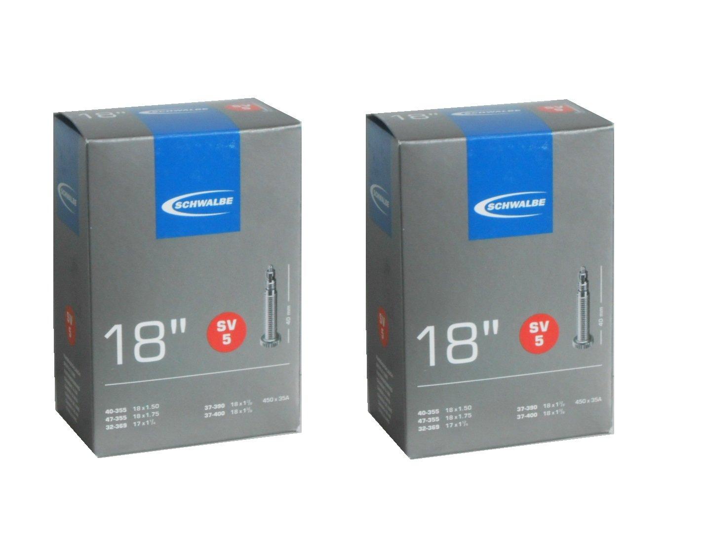 

Set of 2 SCHWALBE Tubes for 18x1.50/1.75 and 17x1 1/4 Presta 40mm SV5 [Imported]