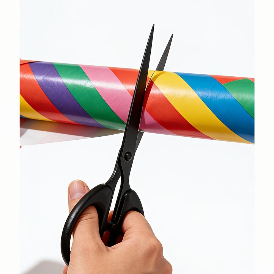 Large-sized Rust-proof Stainless Steel Black-edge Scissors, Household Non-stick Adhesive Scissors, Kitchen and Office Paper-cutting Scissors