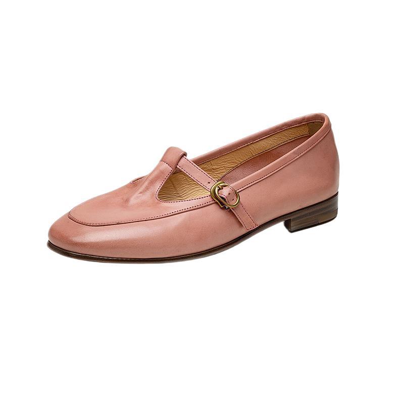 Fairy Style~ French Beauty~ Round Head T-shoes 2025 Spring New Pink Low-heeled Flat-soled Single Shoes Women's Shoes
