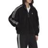 adidas Оригинальная полосатая куртка с вышитым логотипом-трилистником и полумолнией, женские куртки черного цвета HM2128