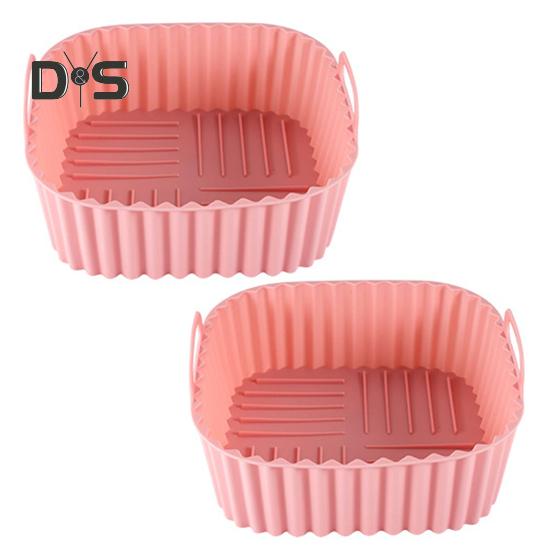 

2шт силиконовый поднос для фритюрницы многоразовый квадратный поддон для фритюрницы без бисфенола А замена пергаментной подкладки бумажная корзина для фритюрницы посудомоечная машина розовый