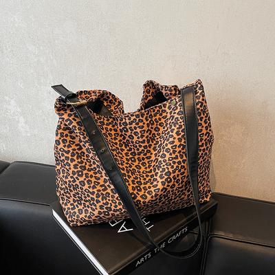 Autumn Suede Suede Leopard Print Bag Women'S Large Capacity Shoulder Fashion Messenger Bag Portable Underarm Bag