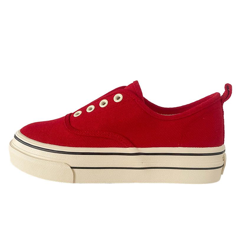 

6650 latex insoles/platform canvas shoes women s shoes lightweight and popular versatile board shoes elastic band retro one pedal 40