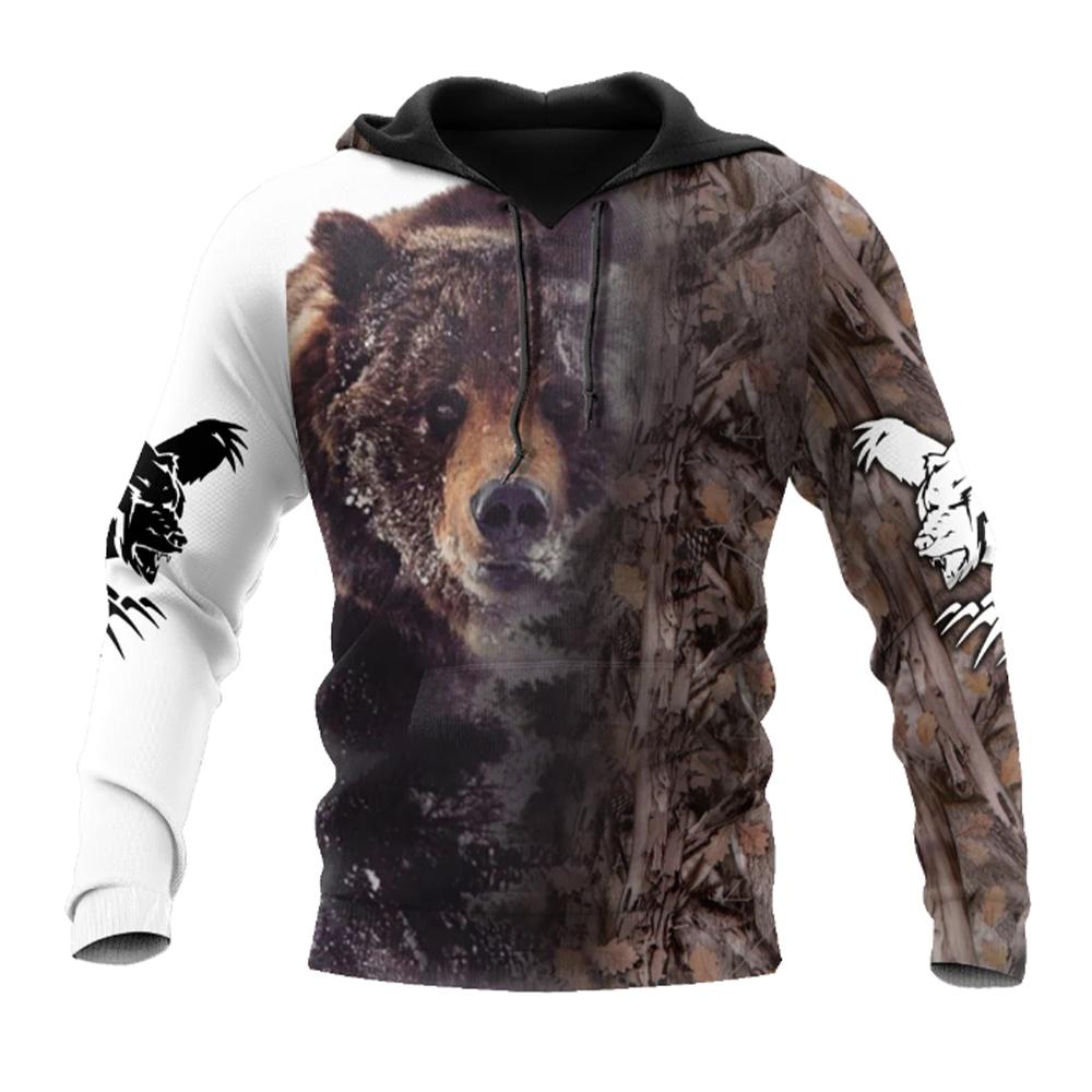 Мужская модная толстовка с капюшоном с 3D-принтом и рисунком медведя, новый повседневный уличный джемпер в русском стиле в стиле хип-хоп, большой размер, удобный дышащий джемпер 6XL
