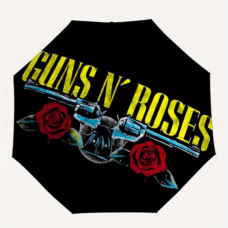 

1pc Guns N Roses Automatic Umbrella Durable Iron Frame & Plastic Handle, Gift for Men & Women, Sturdy Construction, Playful Design yy250826109