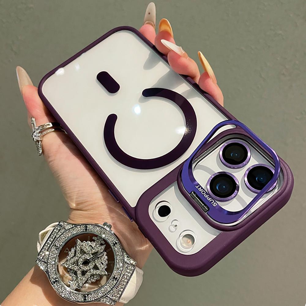 

Transparency Magnetic Phone Cases For iPhone 17 Pro Max Air 15 14 Plus 13 12 11 16 Pro Camera Metal Holder Cover With Lens Glass iPhone 14 Pro