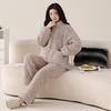 Winter Coral Fleece Padded Pajamas Women'S Fleece Thickened Flannel Padded Jacket Autumn And Winter Loungewear Warm Suit