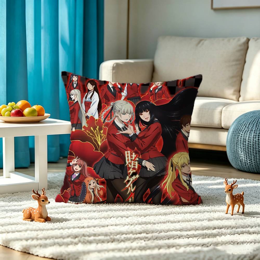 K-Kakegurui ANIME Pillow Case Square Double-Sided Sofa Cushion Cover Bedroom Bedside Pillow