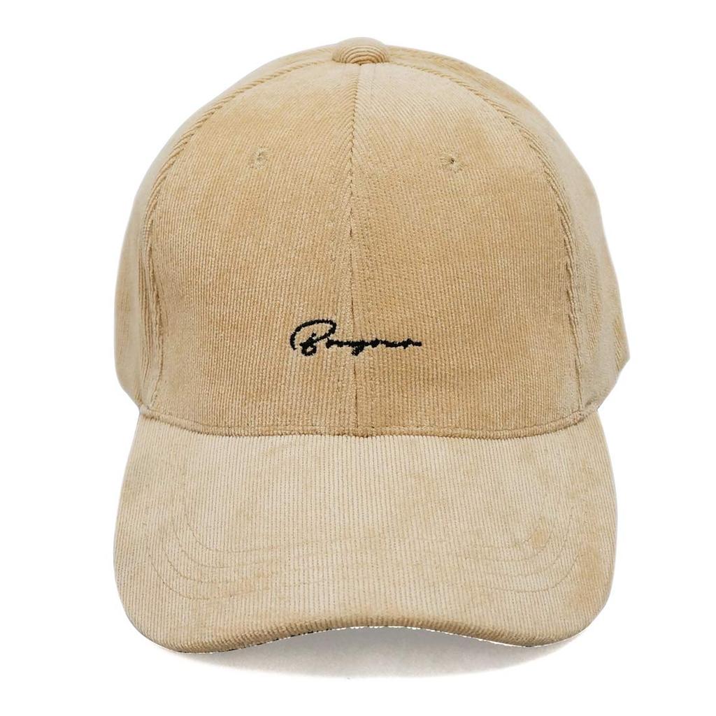 Keys Corduroy Cap with Embroidered for Men and Women Logo, Polyester, Beige,