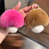 [Cute Little Mushroom] Real Rex Rabbit Hair Car Keychain Pendant Ins Internet Celebrity Hair Pom-pom Book Bag Pendant