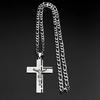 Jesus Kreuz Kruzifix Anhänger Halskette für Männer Edelstahl Goldfarbe Christlich Spanisch Vaterunser Figaro Kette Schmuck