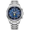 Exceed Series 100 Meters Waterproof Perpetual Calendar Calendar Moon Phase Light Quartz Super Titanium Strap 41mm Men's Watch Blue BY1020-61L