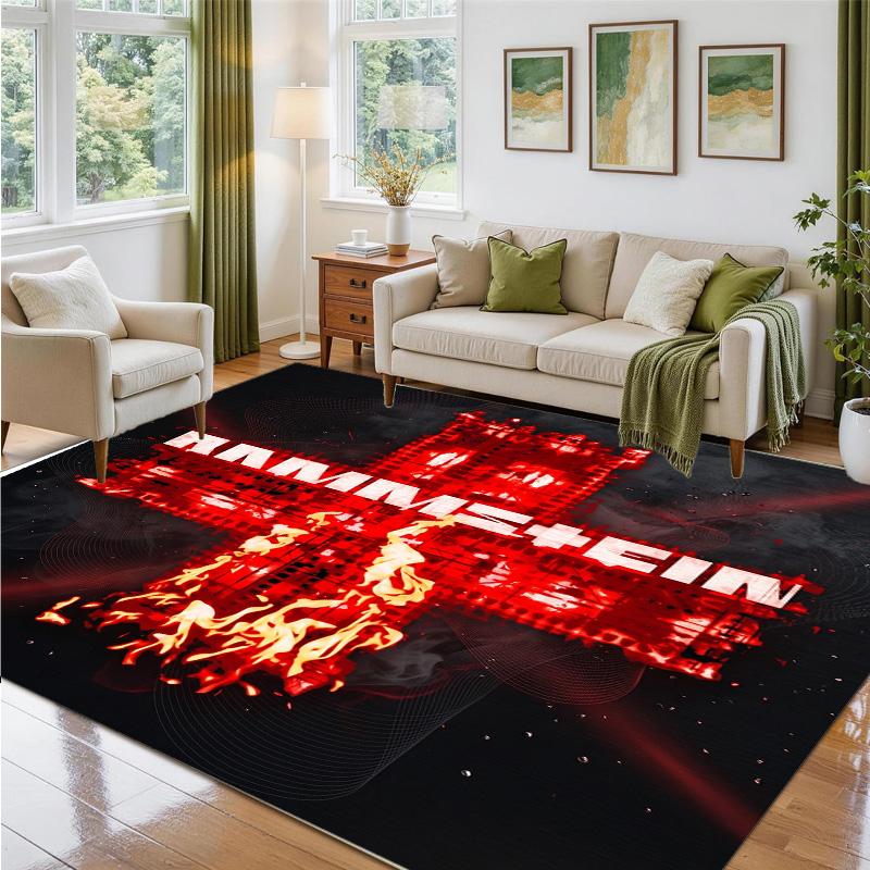 Rammstein Design Crystal Velvet Rug Soft Decorative Mat for Bedroom Entrance