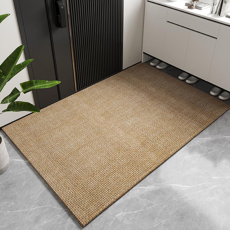 Ultra-Thin Japanese-Style Non-Slip Water-Absorbing Linen-Look Entrance Doormat, 2mm, Cuttable & Machine Washable for Home Hallway