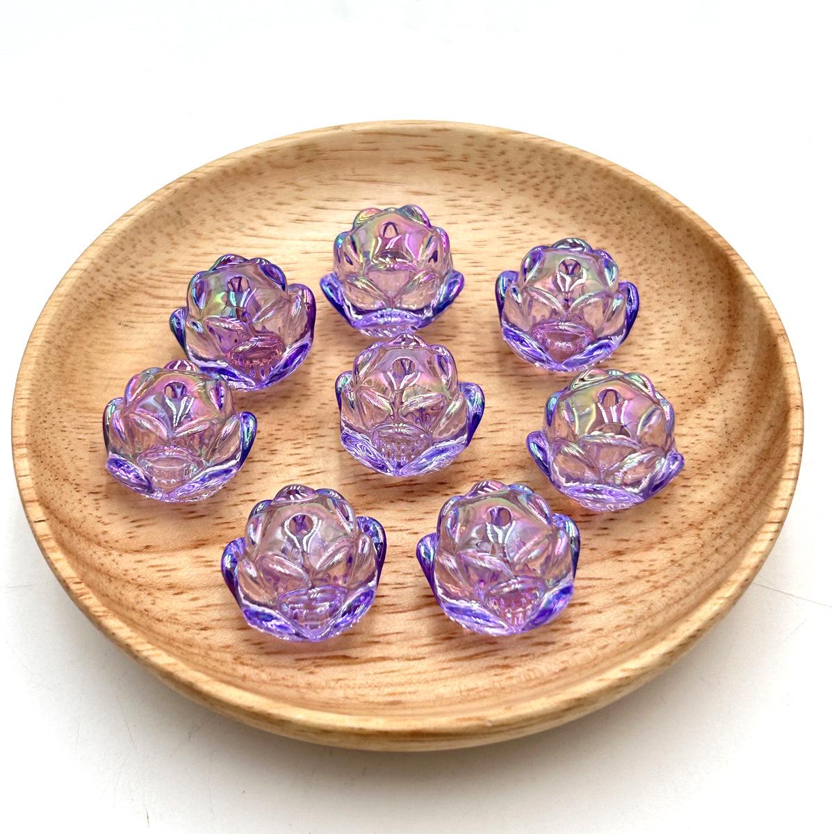 

Прозрачная акриловая основа в виде лотоса с УФ-покрытием: Многоцветный гальванизированный лотосовый постамент для DIY аксессуаров для цепочки для телефона, 21x16 мм