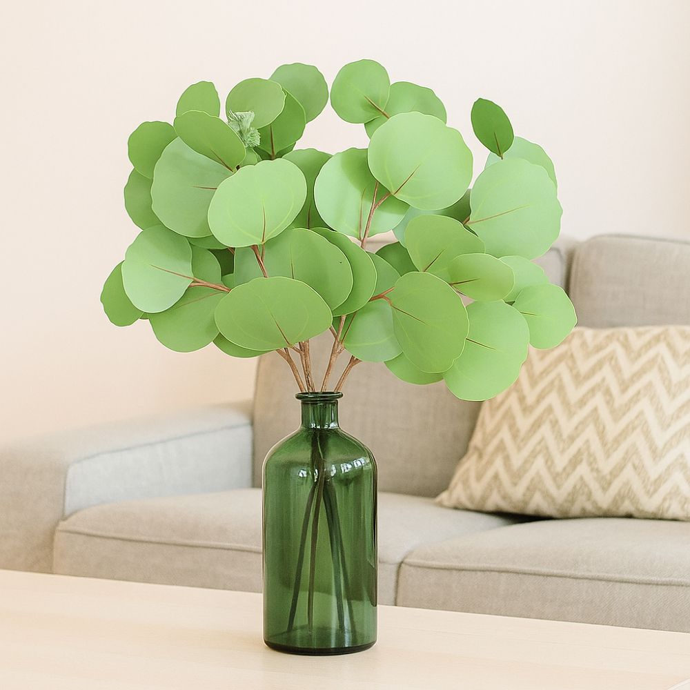 Green Leaves Silk Willow Leaves 3D Printing Fake Plants Artificial Eucalyptus Leaf Garden