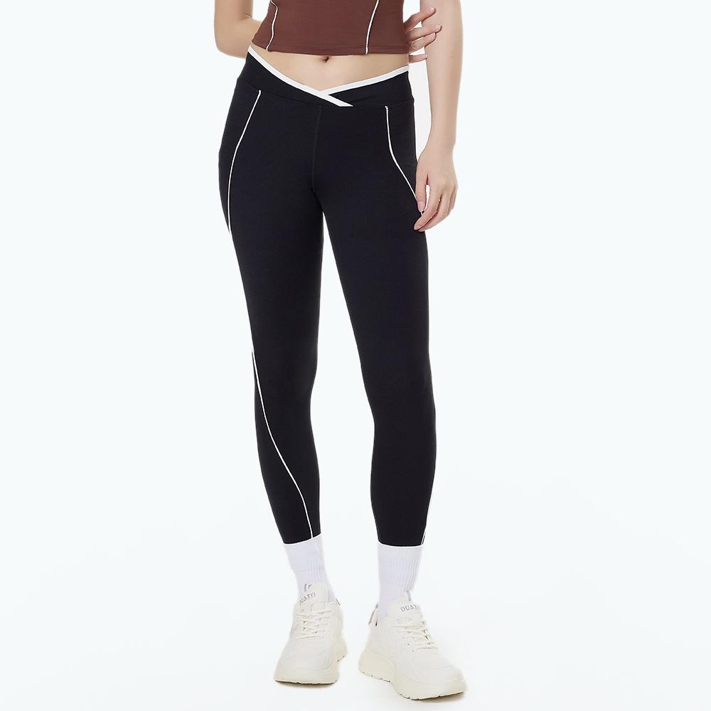 Women s Cross-Waist Color-Block High-Waist Yoga Pants - Nude Feel, Butt-Lifting, Quick-Dry Tight Leggings for Running and Training. Small