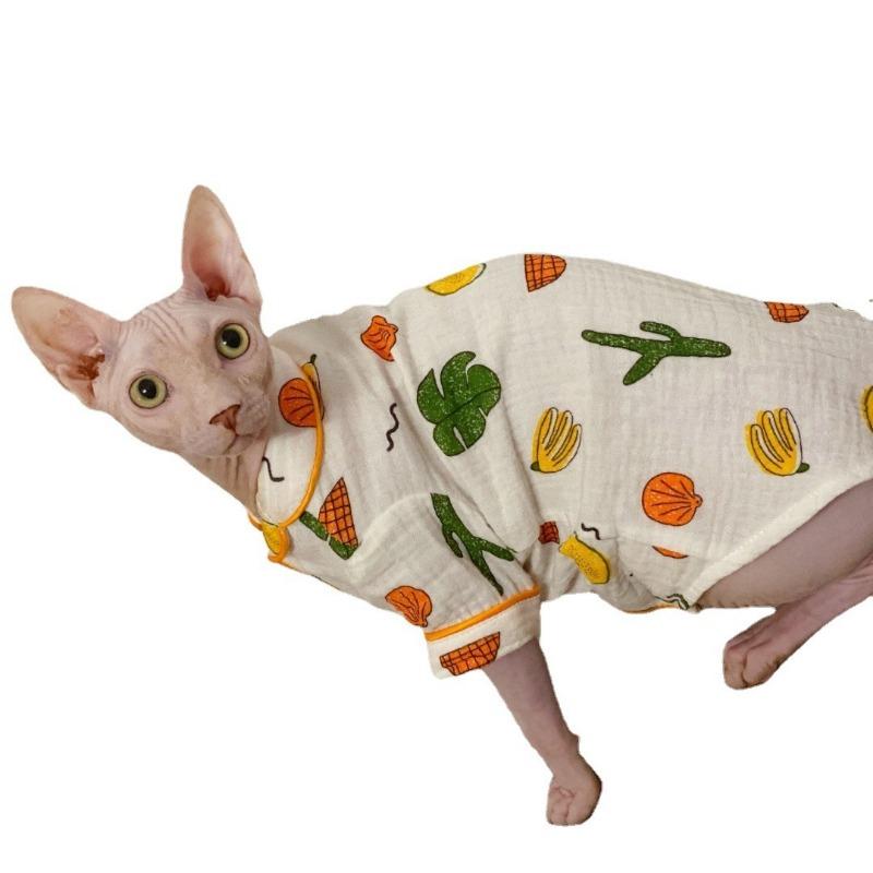 Spring and Summer Cactus Cotton Yarn Pajamas Sweat-absorbing Breathable Sphinx Hairless Cat German Clothes