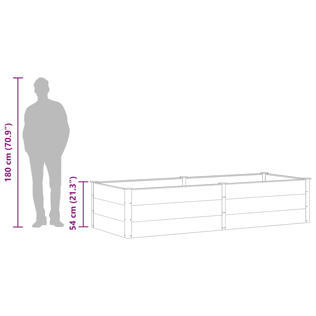 Garden Raised Bed 250 X 100 X 54 Cm WPC Gray