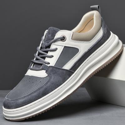 Fashion Fashion Men Sneakers Casual Suede Leather Male Shoes Lightweight Skateboard Footwear Lace-Up Walking Flats Men Vulcanize Shoes